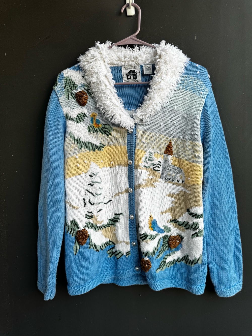vintage Storybook Knits cottagecore winter village cardigan sweater